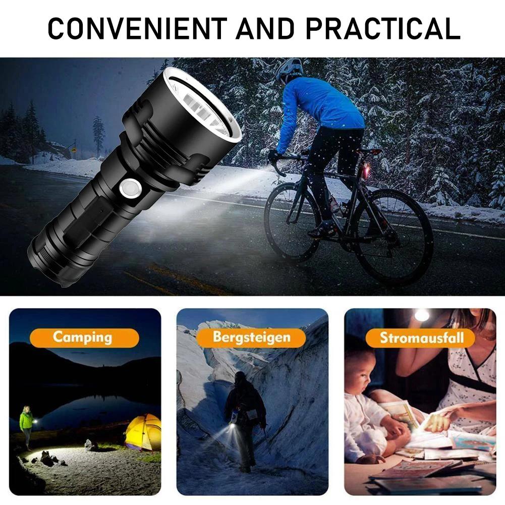 L2 P70 Powerful LED Flashlight USB Rechargeable Tactical Torch 26650 Battery Waterproof Camping Lantern Outdoor Emergency Lamp