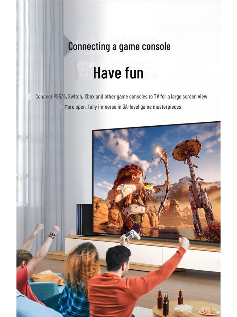 Аудио-/видеокабель высокой четкости Shanze 8K HDMI 2.1, четкость кинематографического уровня, сверхчеткая частота 60 Гц, молниеносная передача данных, 144 Гц.