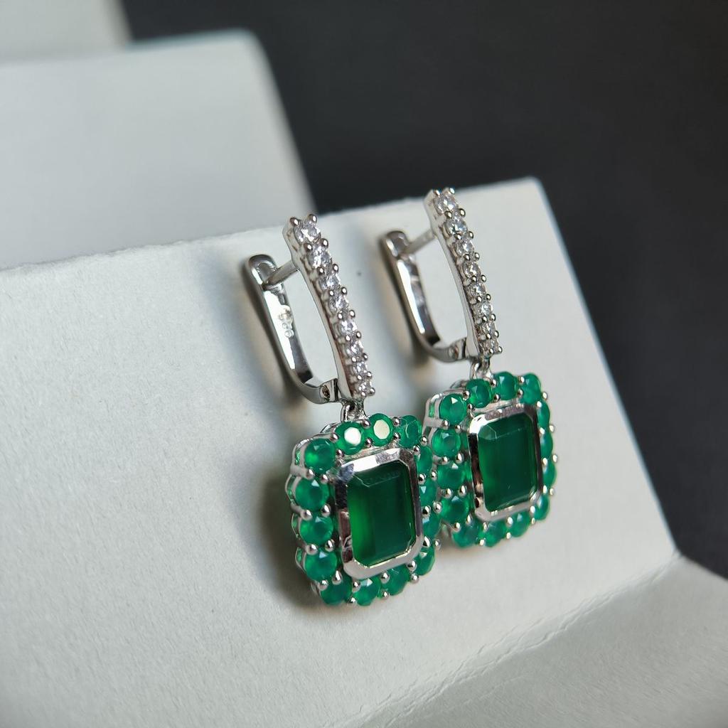 Серебряные серьги с натуральным агатом 7.73ct (2181811)