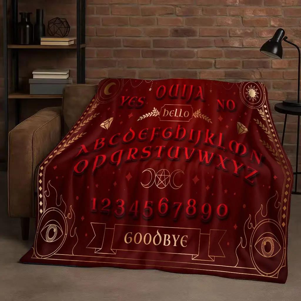 HD Retro Witch Spirit Ouija Board Flannel Blanket,Ultra Soft Warm Plush Throw for Home Bedroom Bed Sofa Cover Kids Gift Picnic