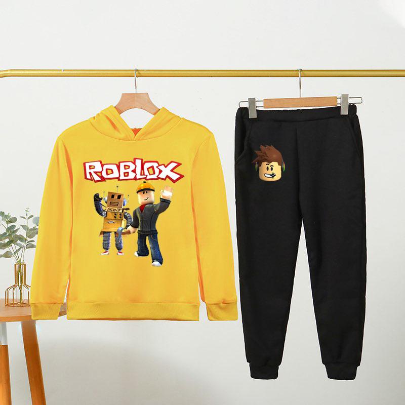 Roblox Children Hoodies Clothes Anime Spr Autumn Boys Girls Hoodies Set Kid Harajuku Fashion Pullover Tops+Pant Suit