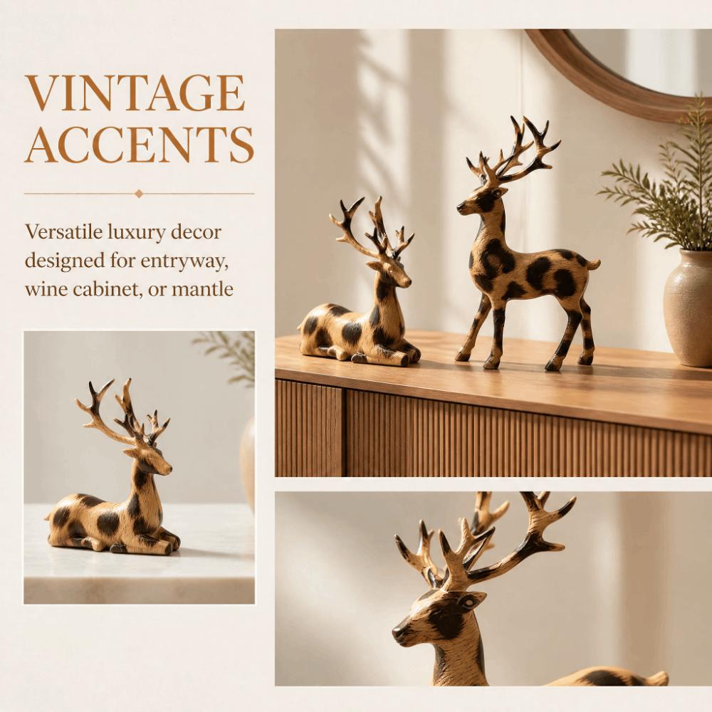1 Pair Realistic Christmas Deer Figurine Vintage Animal Tabletop Figurine Living Room