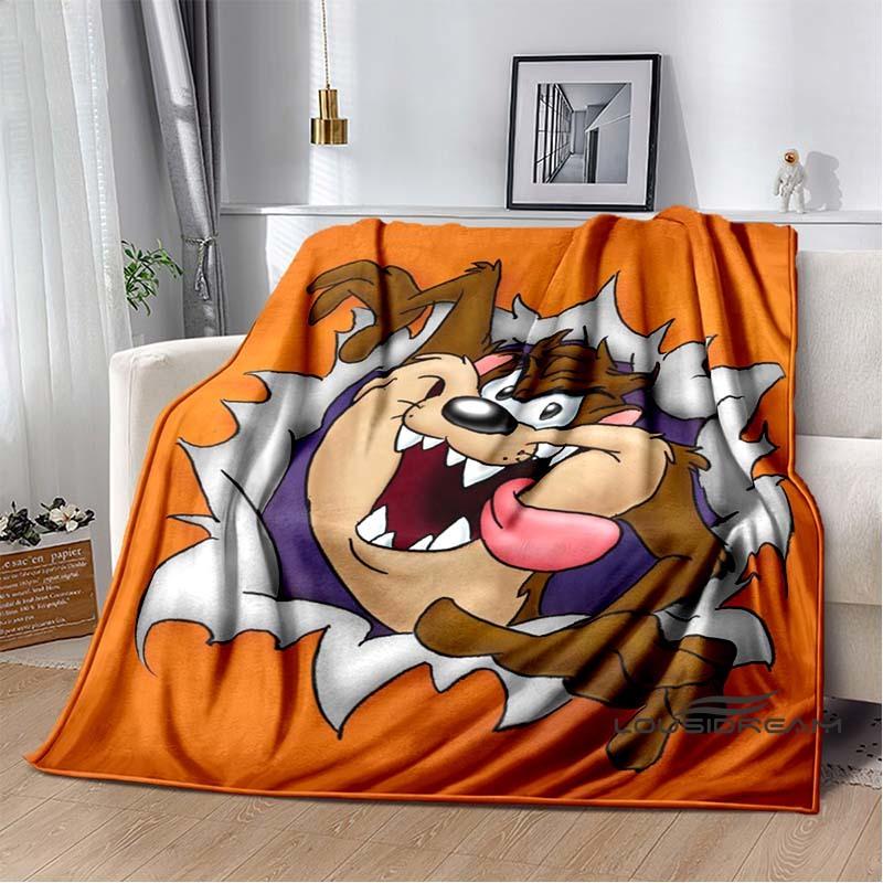 Fun Cartoon Tasmanian Devil Warm and Cozy Flannel Blanket—Ideal for Bedrooms, Sofas, Beds, Seats, Picnics, and Travel