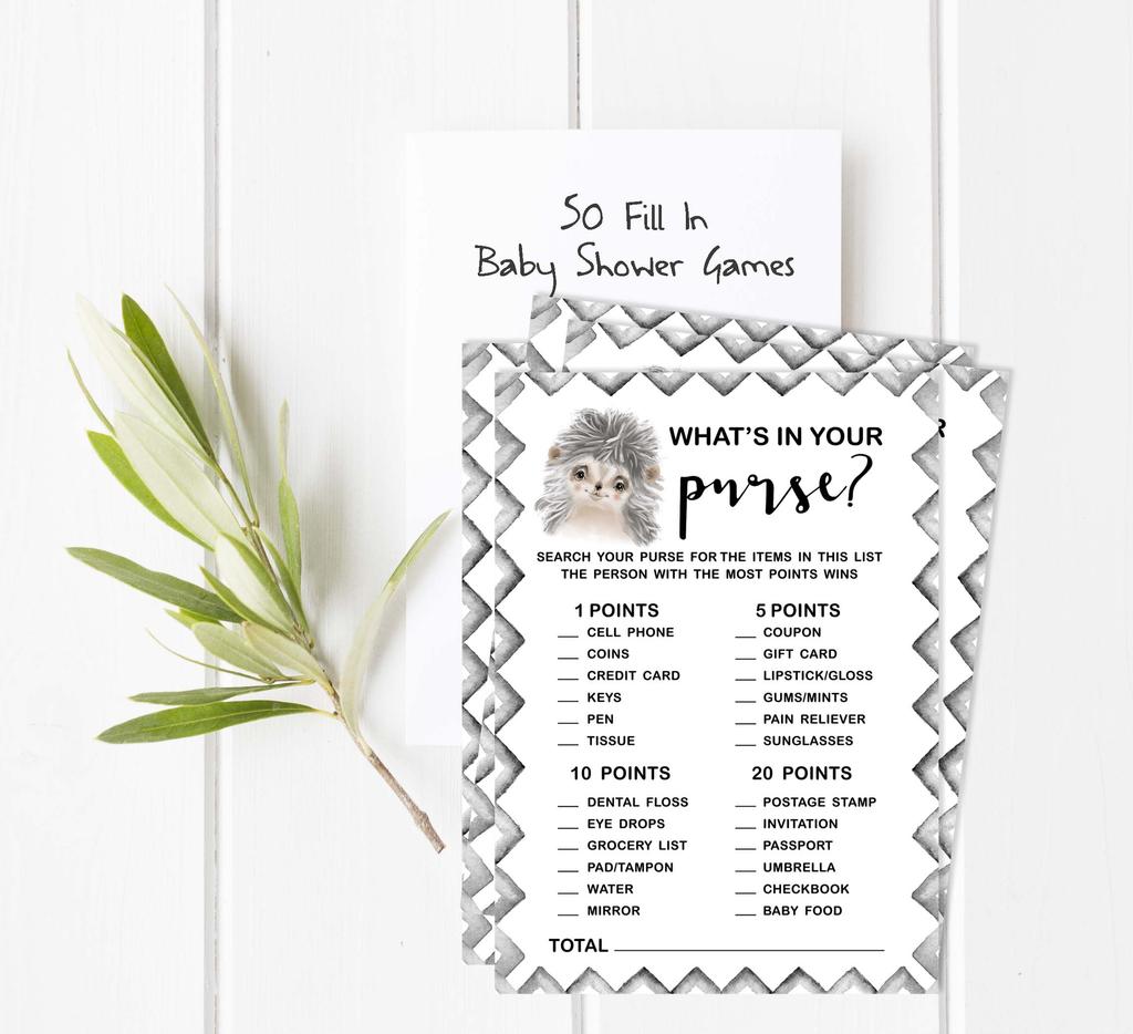 Inkdotpot Игровой набор Baby Shower из 50 игр BabyA AlphabetA ABCA Game Hedgehog Jungle Animals Party