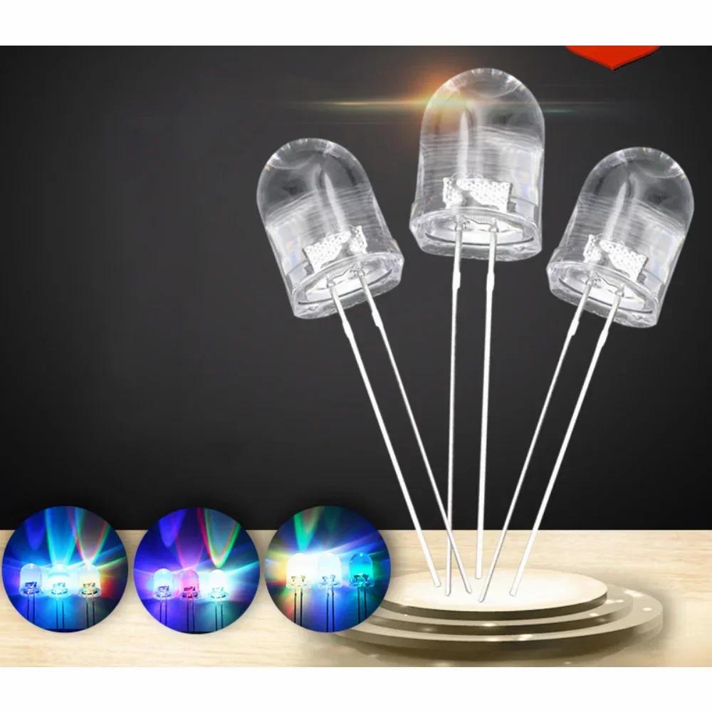 50/100pcs 5mm Multicolor Slow/Fast Flashing LED Diode Transparent Round Full Color LED Blinking Light Emitting Diodes Kit 2 Pins