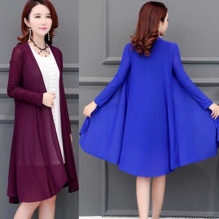 Women's Shawl Mid-length Loose Coat Sun Protection Clothing Women's Loose Thin Large Size Shawl Casual Loose Coat