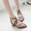 2025 Summer New Women's Shoes Foreign Trade Large Size Thick Heel Rhinestone Hollow Fish Mouth Sexy Rear Zipper Women's Sandals