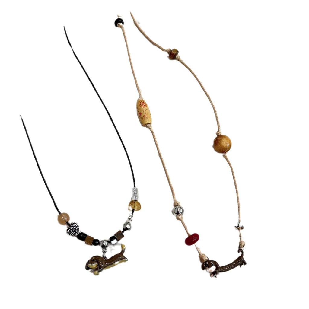 Dachshund Cartoon Puppy Braided Necklace - Cute, Unique Sweater Chain for Women, Autumn/Winter Trend