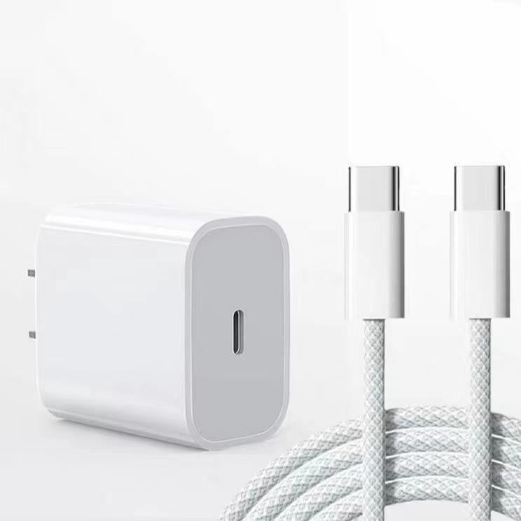 Сертифицированное 3C Быстрое зарядное устройство двойного типа Type-C PD30W для iPhone 15 с плетеным кабелем