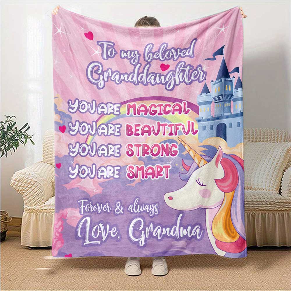 Granddaughter'S Special Birthday Cozy Blanket Comfortable ure for Sofa Couch Office Bed Picnics Four Seasons Multipurpose Modern Ideal Day Y34