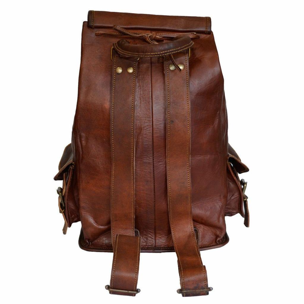 Bag Goat Leather Backpack Rucksack Laptop Vintage Brown Genuine Travel Men
