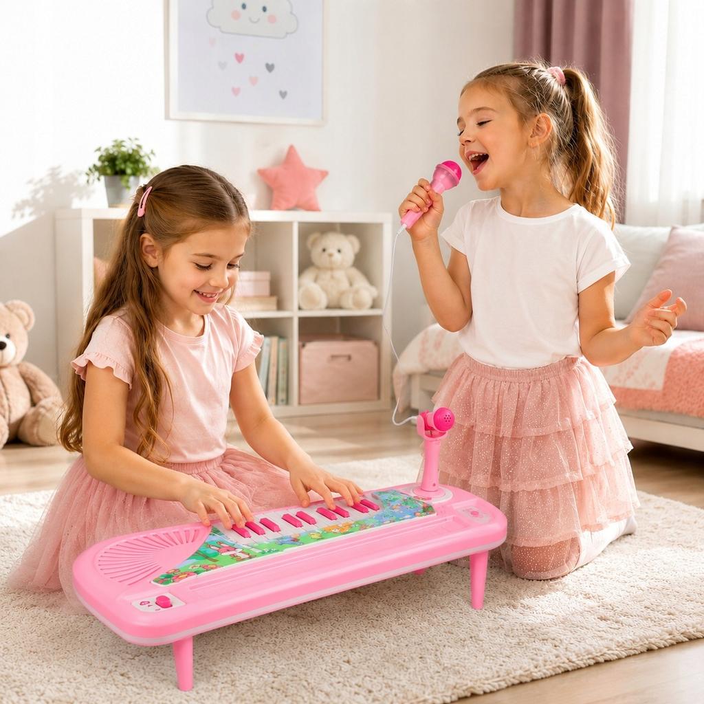 [PACZA] Pink mini piano keyboard for children with legs, 37 keys, N68