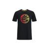 Curry Gradient Heavyweight Print Retro Crew Neck Pullover Short Sleeve T-Shirt Men Tops Black 1376274-001