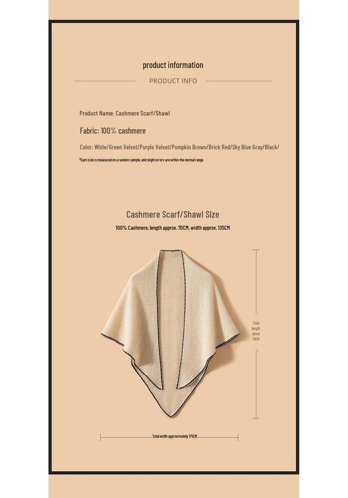 Korean Style Women's 100% Pure Cashmere Color Block Knit Triangle Shawl Scarf