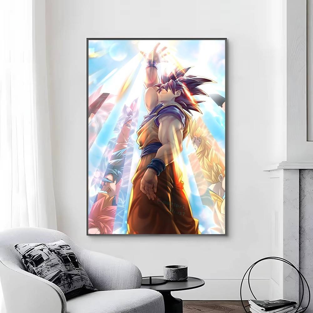 1 шт. Аниме DRAGON BALL Сон Гоку плакаты Самоклеящаяся Бумажная Печать Домашняя Гостиная Спальня Прихожая Бар Кафе Искусство