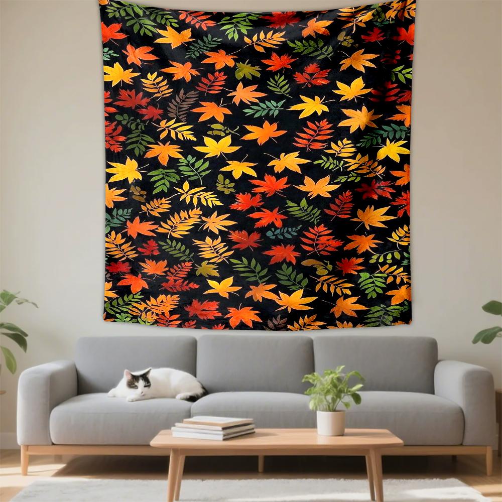 Autumn Leaves Patterned Anti-Slip Patterned - Patterned tapestry for bedroom and living room home decor.