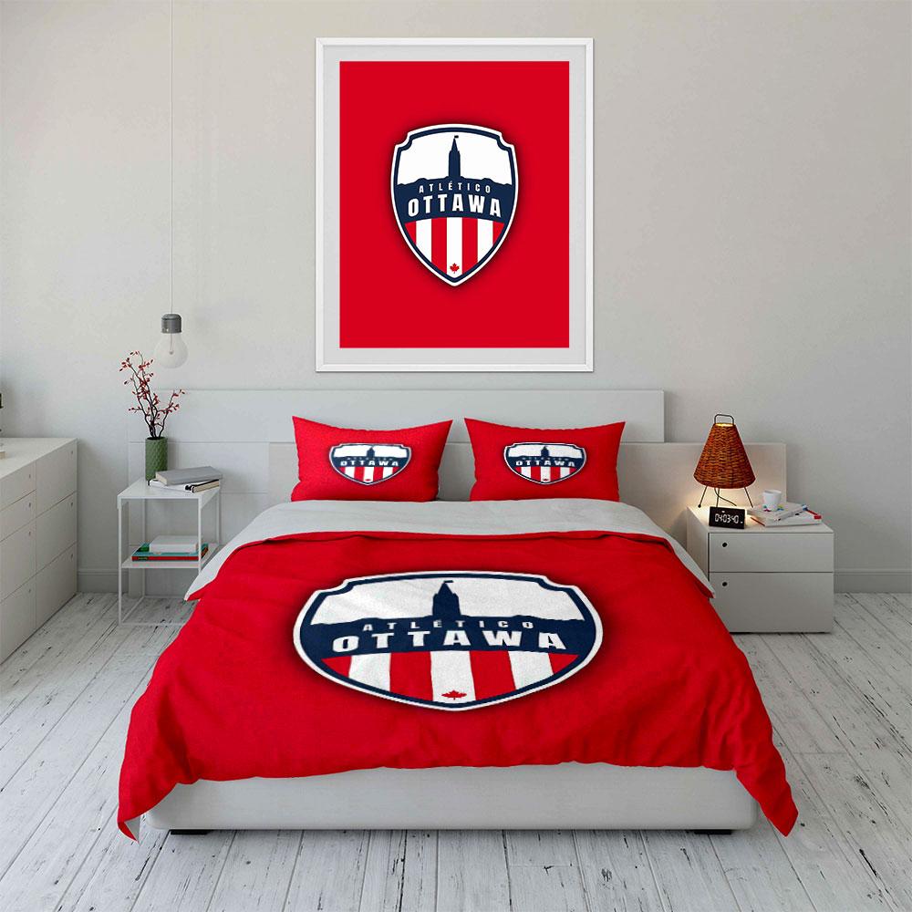 Atletico Ottawa Red Bedding Set Bedding Duvet Cover Set Duvet Cover Pillowcases (1 * Duvet Cover 2 * Pillowcases, without duvet insert)
