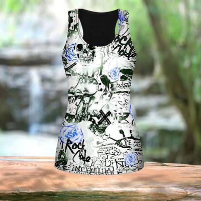 3D Золотая роза с принтом черепа для женщин для тренировок, йоги, тренажерного зала, летние спортивные рубашки с принтом, жилеты больших размеров