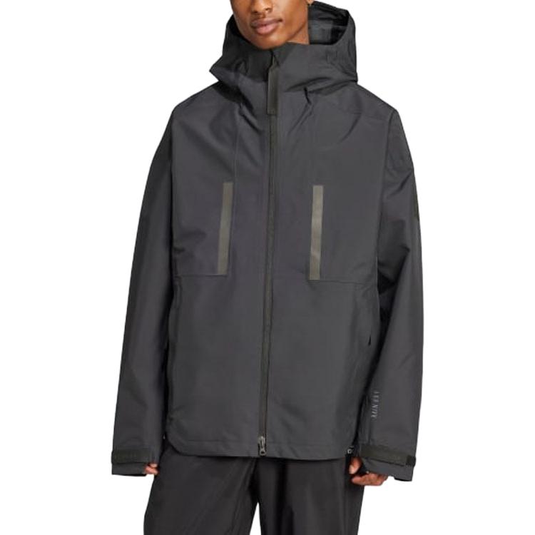 Adidas Куртка мужская с длинным рукавом и капюшоном на молнии с логотипом, черная IV7368