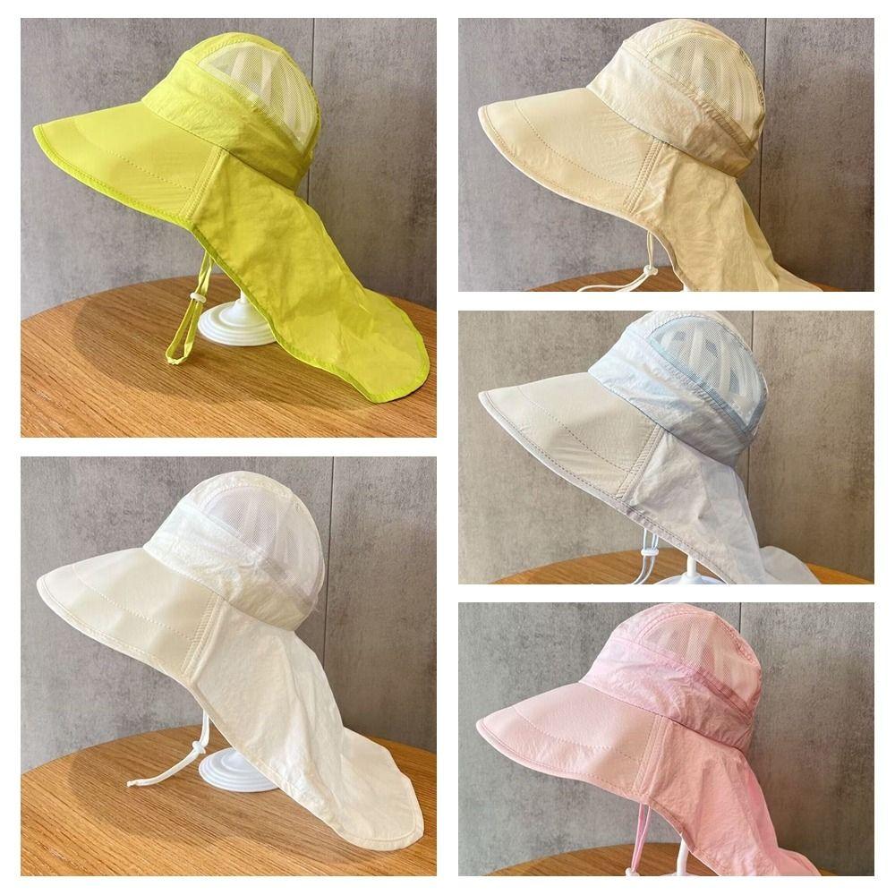 Solid Color Sunscreen Fisherman Cap Shawl Summer Sun Hat Casual Children Bucket Hat  Travel