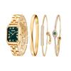 Золотые часы японский кварц подарочный набор элегантные часы из нержавеющей стали 3 браслета подарочная упаковка [TIME100] женские (Золотой цвет)