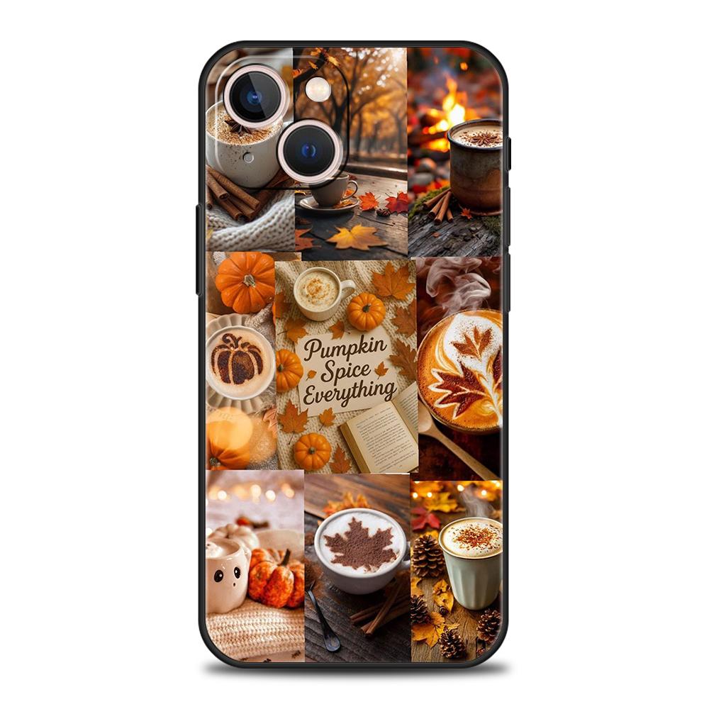 Чехол для телефона Cover для iPhone 17 16 15 14 13 12 Pro Max 11 Pro Max 17AIR Plus Ударопрочный Мягкий ТПУ Сумка Тыква Осенние Листья Кофе