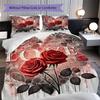 1PC Rose pattern Bedding Quilt Set Quilt Cover Pillowcase Home Decoration Birthday Gift (1 * duvet cover + 2 * pillowcase, without core)