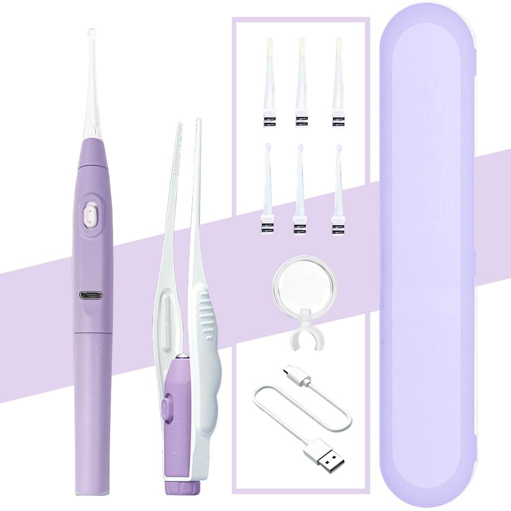 Earpick Light Glowing Earpick Earpick with LED Light USB Rechargeable Glowing Earpick Loupe Ear Interchangeable Ear Tips Ear Cleaning Glowing Earpick