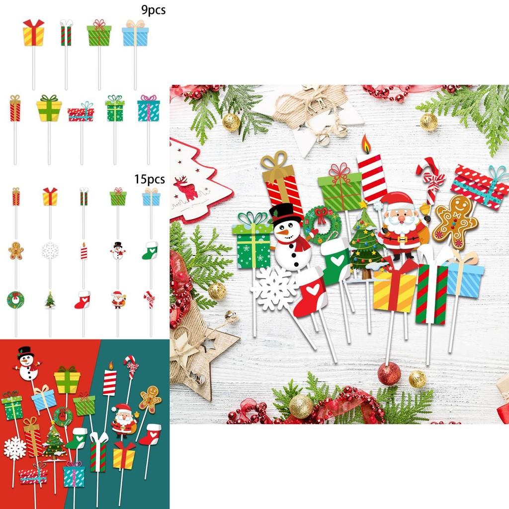 Набор рождественских флажков для торта из бумаги для праздничной выпечки и украшения десертов