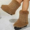 2025 Autumn New Ladies Boots Long Plush Midsole Anti Slip Shoe Fashion Hairy Snow Boot Casual Comfortable Women's Shoes Botas