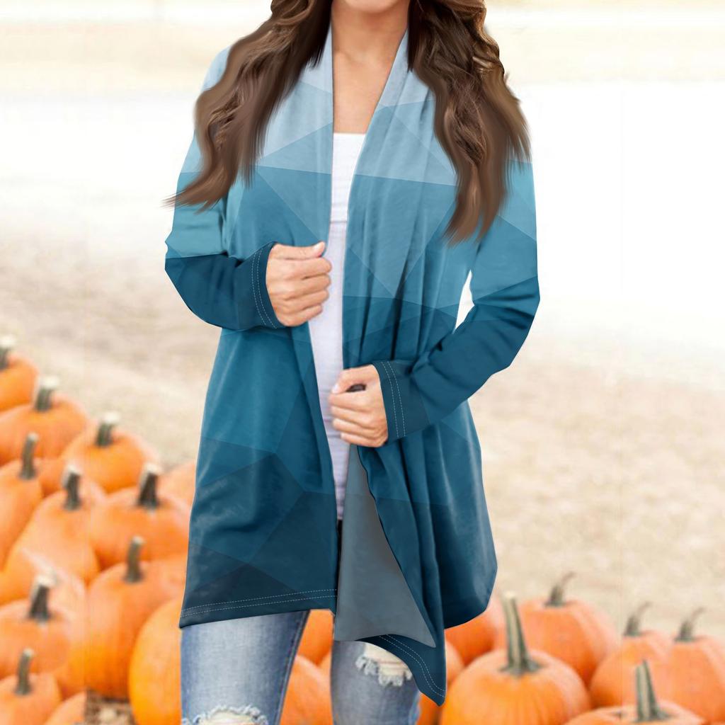 Женская модная повседневная куртка-кардиган средней длины с принтом