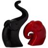 Home Decor Happy Charm Elephant Couple | Piano Finish Ceramic Figures (Set of 2 Piece, Red & Black)
