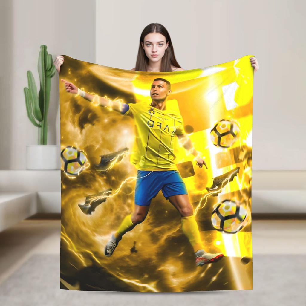 Football Legend CR7 Plush Blanket Vintage Throw Blanket for Home 125*100cm Bedspread