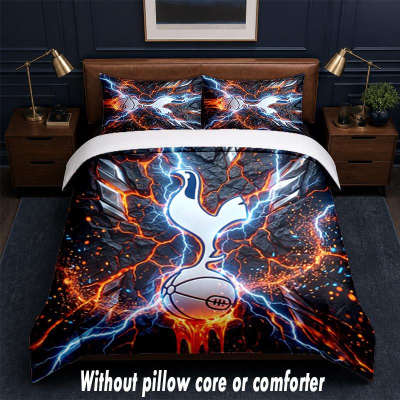 Tottenham Hotspur Design Bed Bedding Set 1 Duvet Cover + 2 Pillowcases Soft Breathable Household Bed Linens