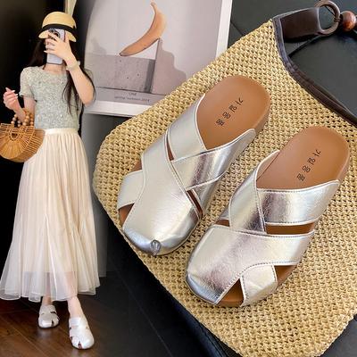 Туфли 2025 новые супер огонь верхняя одежда беременные женщины французские одинарные туфли женские шабкены полушлепанцы мягкая подошва сумка голова сандалии