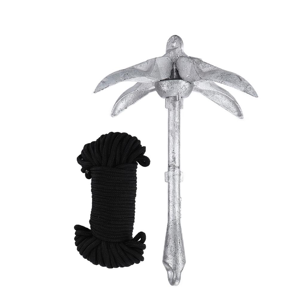 3.2kg Marine Anchor with 20m Rope Portable Folding Carbon Steel Galvanized for Boat Kayak