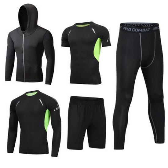 Men's 5-Piece Quick-Dry Sports & Fitness Set: Gym, Running, Basketball - All Seasons