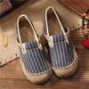 2025 Women’s Trendy Slip-On Shoes: Spring & Fall Vertical Stripe Cotton-Linen, College Style, Round Toe Hemp Design