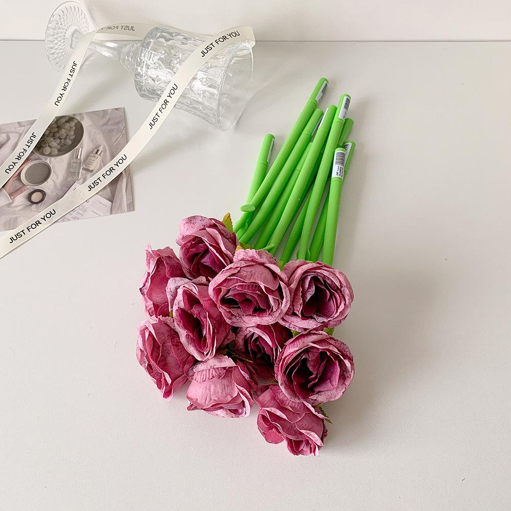 1 Piece Cute Rose Silicone Gel Pen Soft Gel Flower Ballpoint for Journaling Elegant Aesthetic Writing Gift for Teen Girls Student Supply
