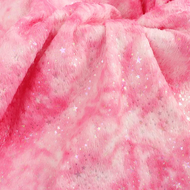 Разноцветная плюшевая ткань с узором в виде звезд из кроличьего меха для домашнего текстиля, одежды, подушек, обуви и шляп
