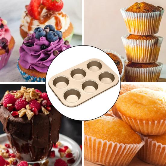 Muffin Pan Carbon Steel Cupcake Pan Nonstick Heavy Duty Easy To Clean 4/6 Cup Waffles Baking Mold for Parties