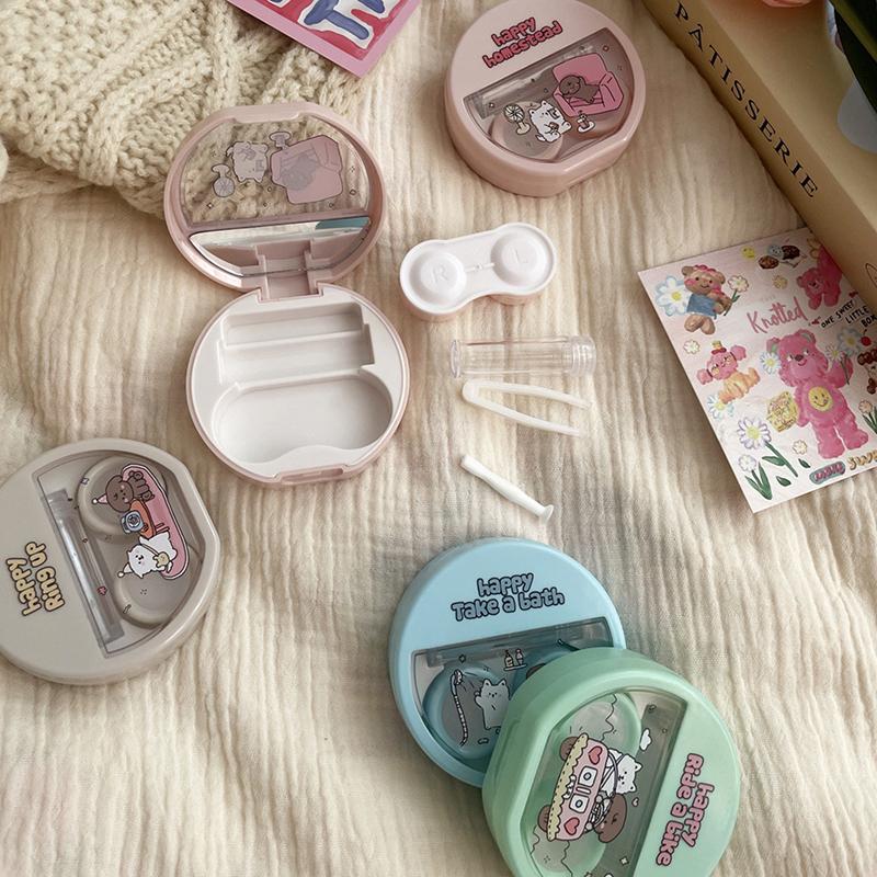 Ins Style Контактные линзы Уход Коробка Симпатичный Простой Футляр Для Хранения Контактных Линз Красота Ученик Контейнер Дорожный Набор