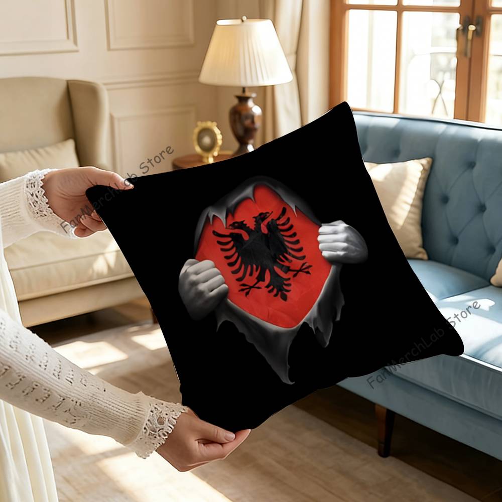 Illyrian Albania Flag Logo Cushion For Bedroom Car Coffee Shop Room and Living Room Sofa Decorative Pillow Cover Case