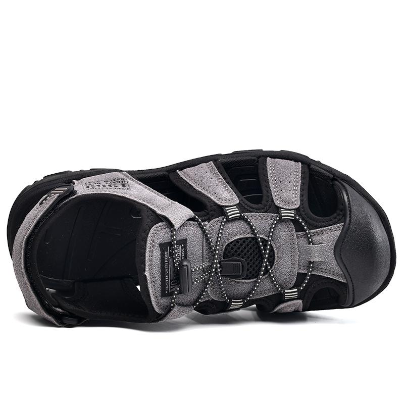 Large Men's Anti Slip and Wear-resistant Suede Outdoor Beach Shoes Sandals Toe Sandals Roman Shoes