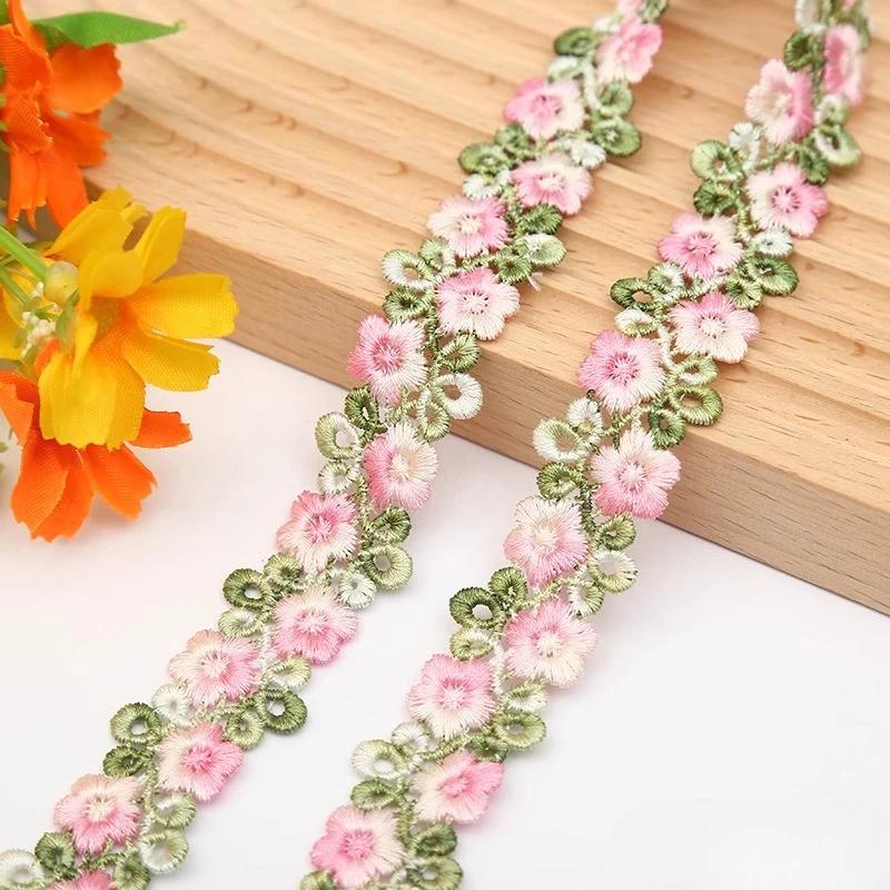 2CM Width Flower Lace Fabric Floral Embroidery Ribbon DIY Sewing Garment Applique Decor Accessories 2cm Lace Trim Crafts