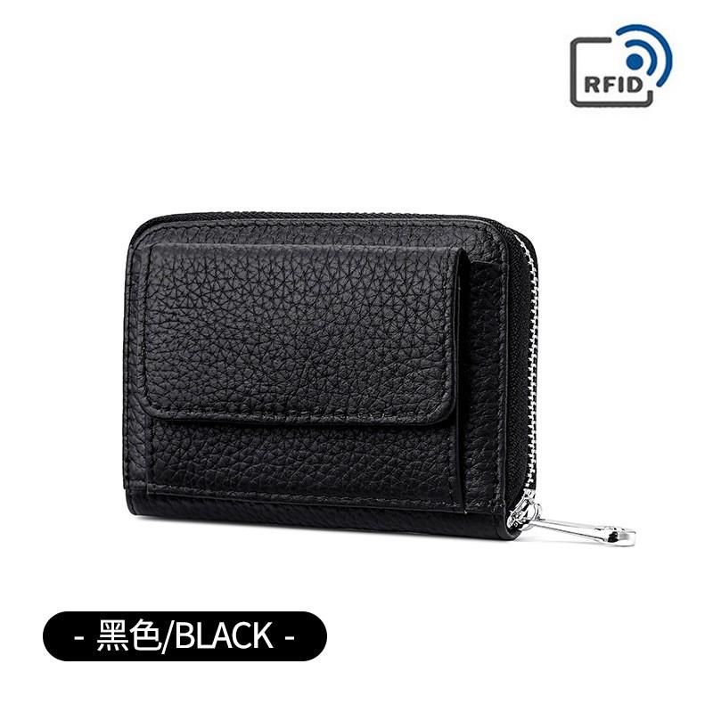Genuine Leather RFID-Blocking Wallet Men Women Multi-Slot Card Holder With Coin Pouch Minimalist Design