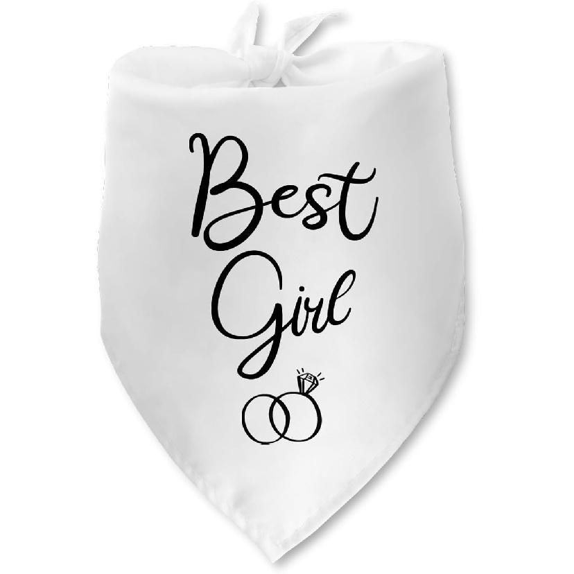 Best Girl Dog Wedding Bandana - Bridal Shower Gift & Engagement Photo Prop for Dog Lovers - Small & Medium Sizes