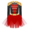 Womens Circus Ringmaster Tutu Dress Long Sleeve Tassel Shoulder Sequins Tulle Skirt Halloween Cosplay Costume