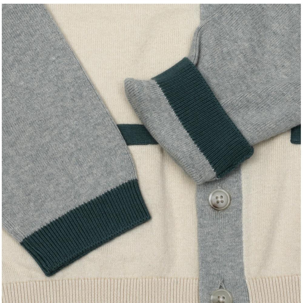 Bonpoint Two Tone V Neck Kids Cardigan C05bcak00002
