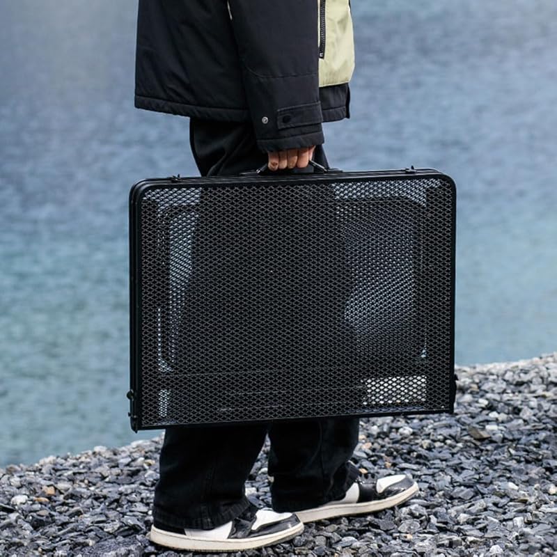 ПРЕДЛАГАЕМ складной сетчатый стол для улицы, 2 уровня высоты, 135,5×60×42~66 см, двойной боковой стол с боковыми карманами, в комплекте с сумкой для хранения, сетчатый стол из алюминия